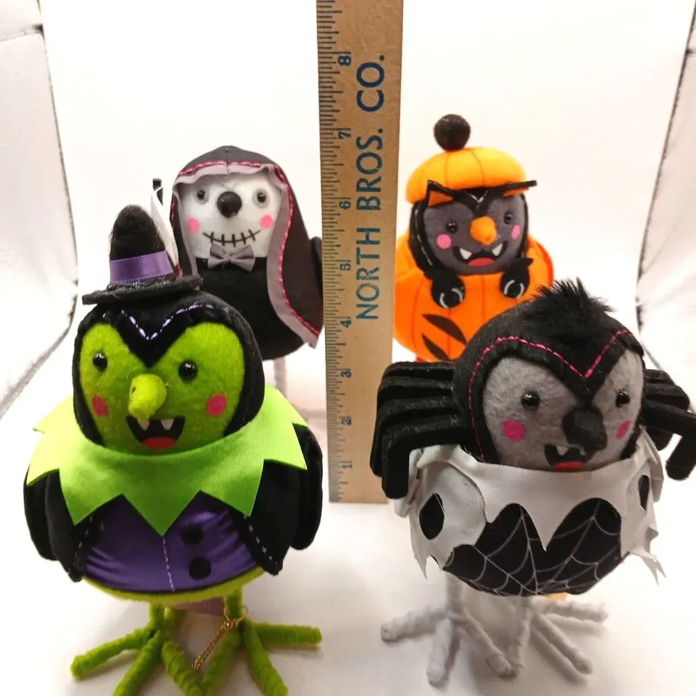 Target Pawson Halloween 2024 Birds Lot of 4 Pumpkin Spider Grim Reaper Witch